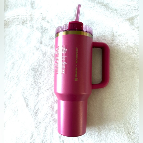 NWT Starbucks Stanley Holiday 40 OZ Berry Pink Glitter Stanley Tumbler NEW TAGS - Picture 2 of 10